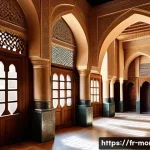 Home 22 모로코에서 가장 오래된 도서관 - An ancient Moroccan library interior showcasing a harmonious blend of Andalusian and traditional Mor...